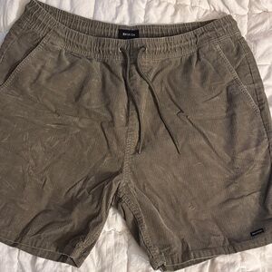 Brixton Olive Green Corduroy Drawstring Shorts